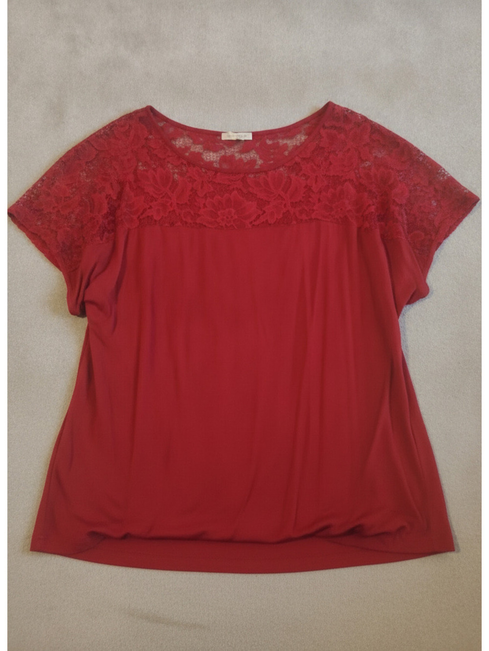 Front of Closet Red Lace Trim Blouse Top - Size 3X
